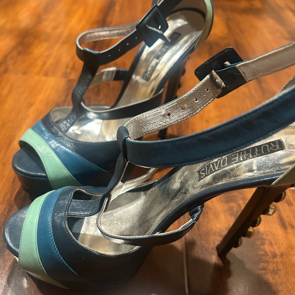 Ruthie Davis Blue and Green Stiletto Heels